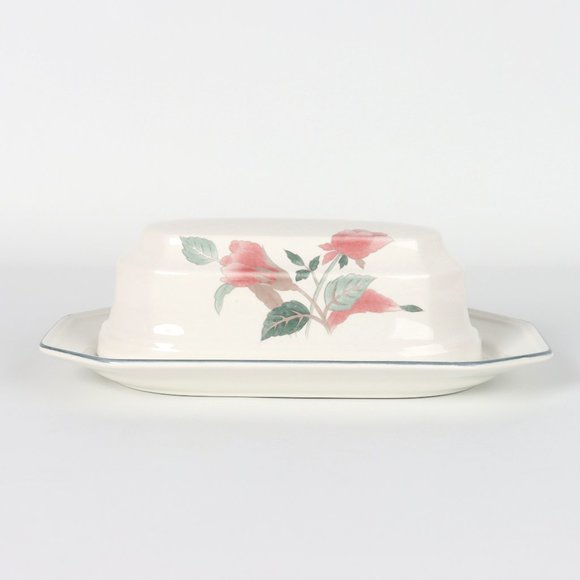Mikasa Silk Flowers Covered Butter Dish F3003 - Picture 1 of 6